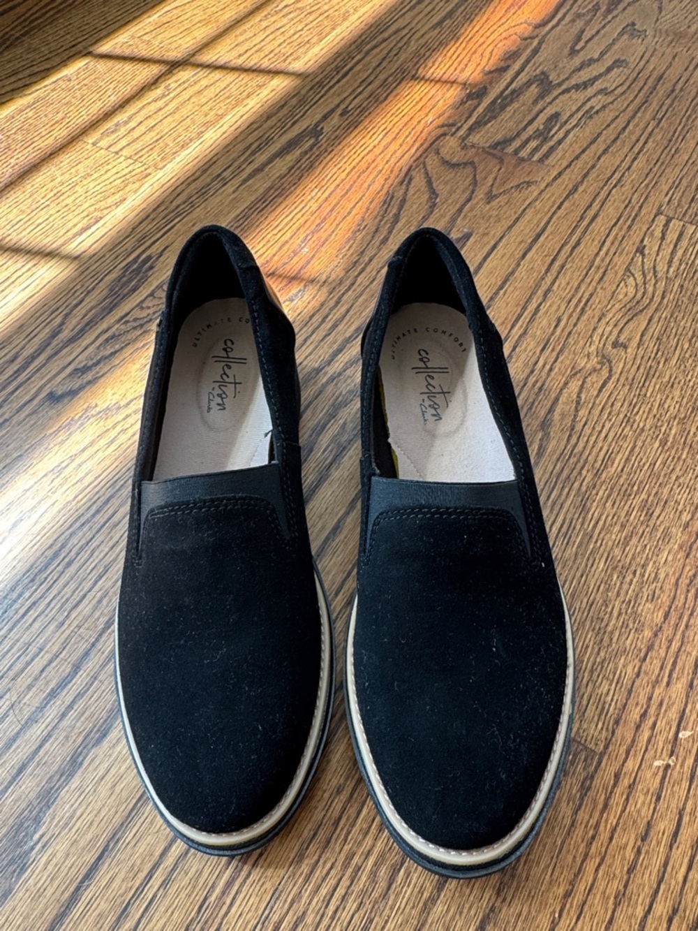 NWT! Clarks Black Suede Sharon Dolly loafers Slip-On